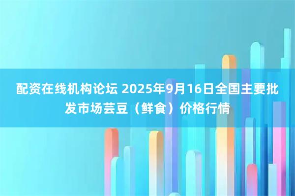 配资在线机构论坛 2025年9月16日全国主要批发市场芸豆（鲜食）价格行情