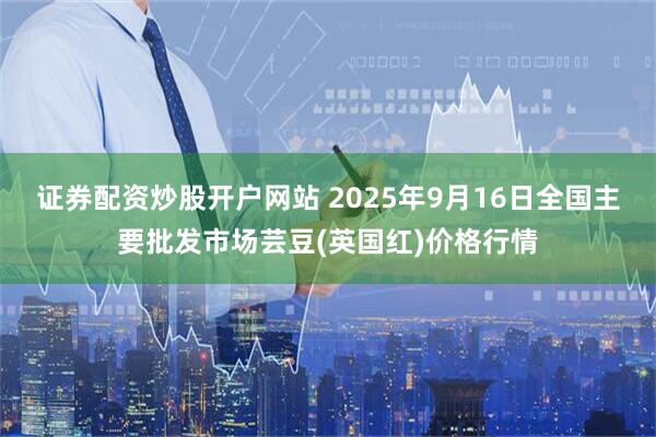证券配资炒股开户网站 2025年9月16日全国主要批发市场芸豆(英国红)价格行情