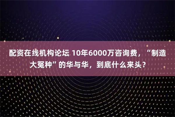 配资在线机构论坛 10年6000万咨询费，“制造大冤种”的华与华，到底什么来头？