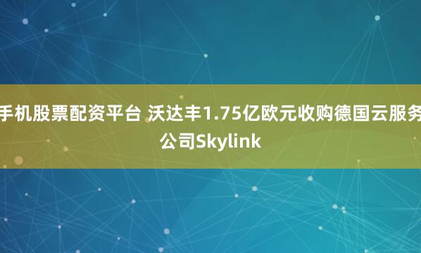 手机股票配资平台 沃达丰1.75亿欧元收购德国云服务公司Skylink